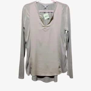 Lucky Brand Shimmer Mixed Media Long Sleeve Top